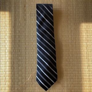 Charter Club Black Silk Tie w. Gray Stripes